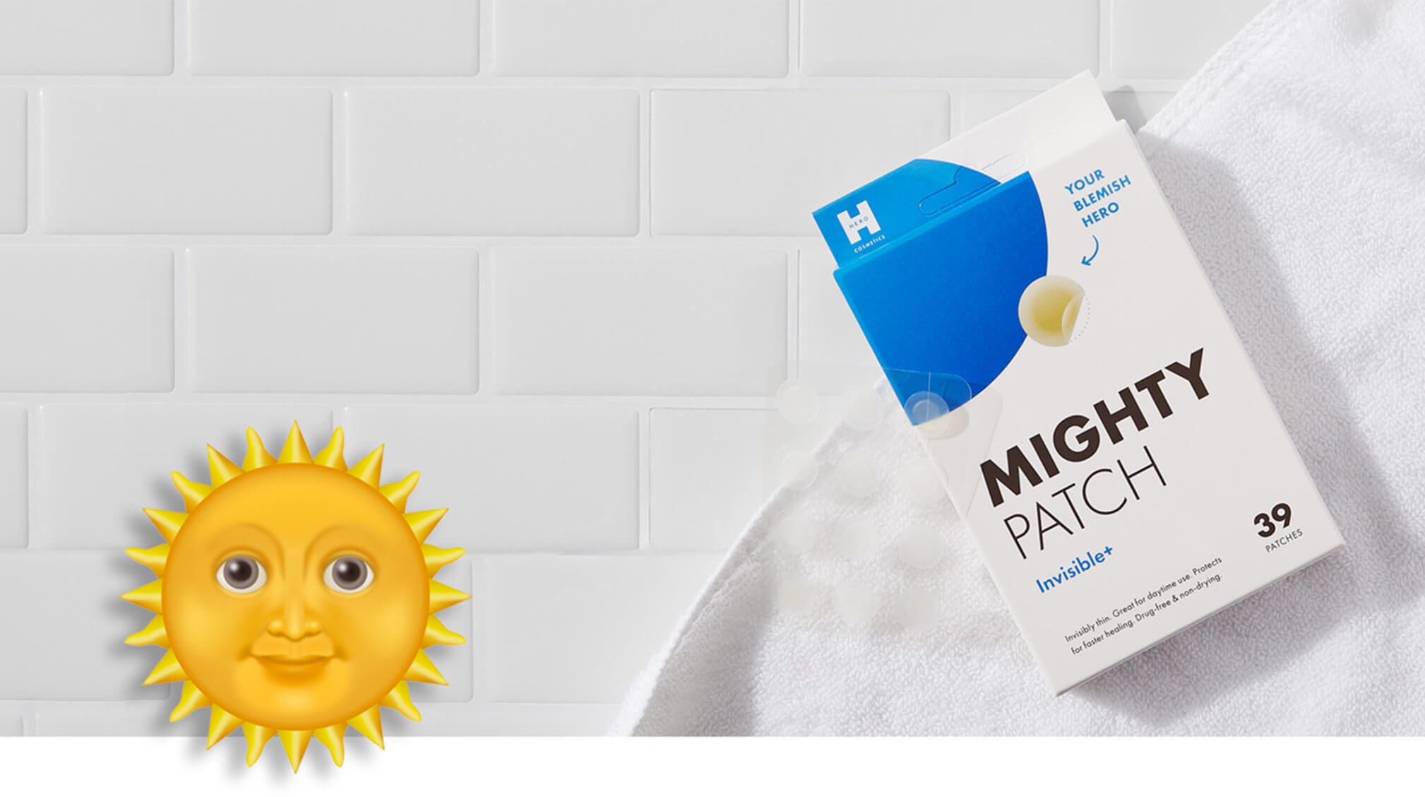 Mighty Patch Invisible+ box on top of white towel