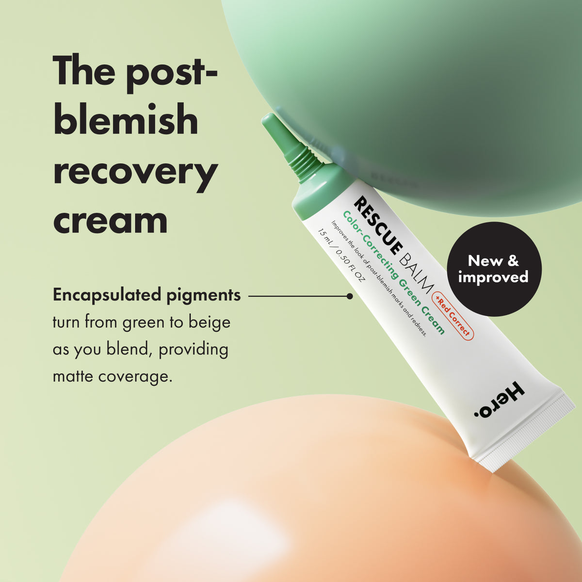 Tube of new and imprtoved Rescue Balm Red Correct cream.