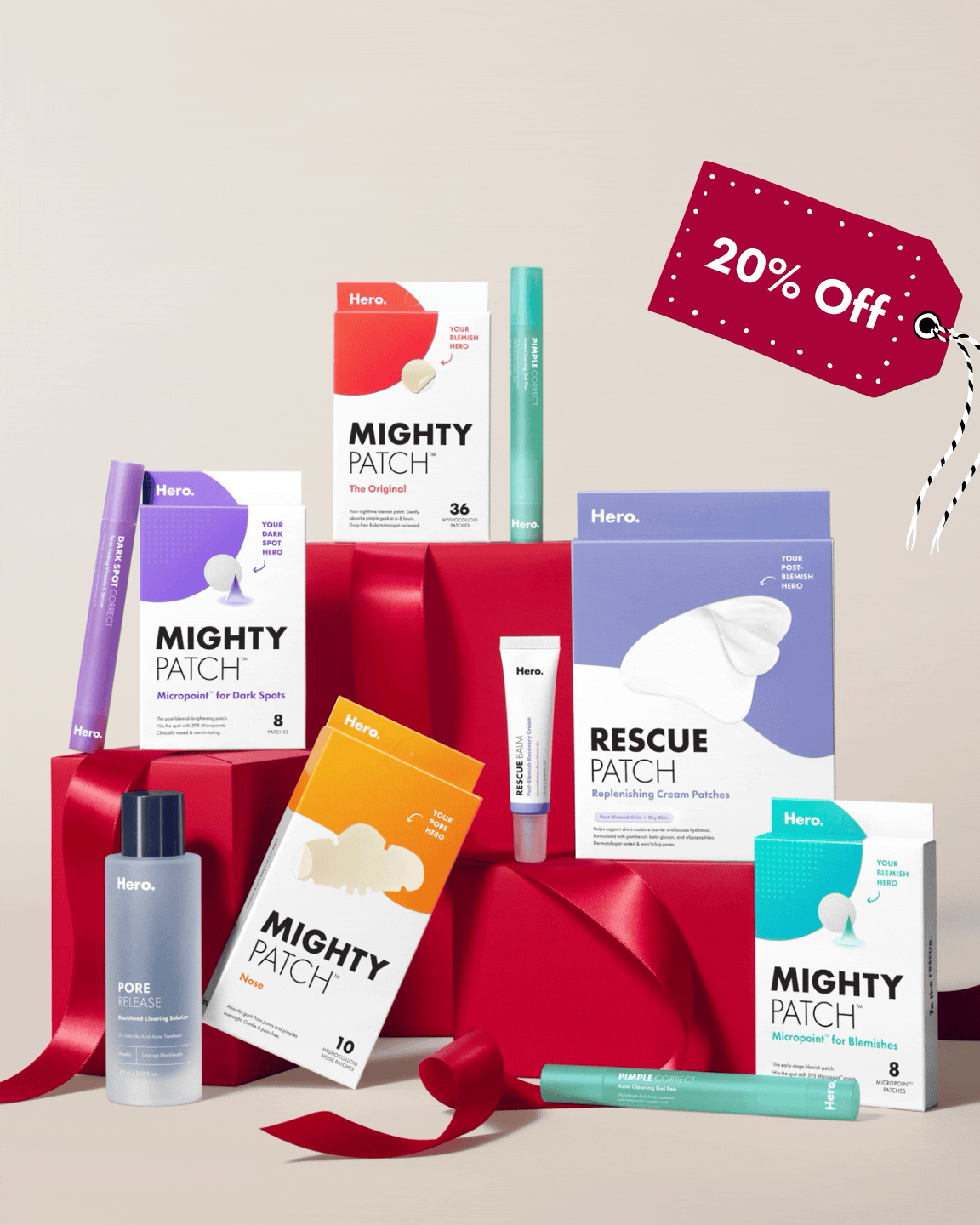 assorted images of hero products and holiday tin can gift